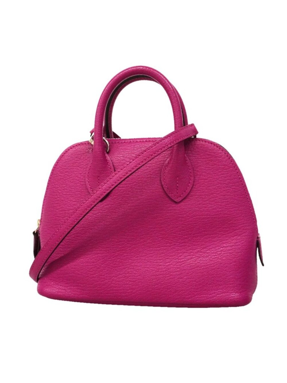 Hermes Handbag Bolide 1923 Mini Chevre Mysore Rose Purple Silver 2-Way Bag